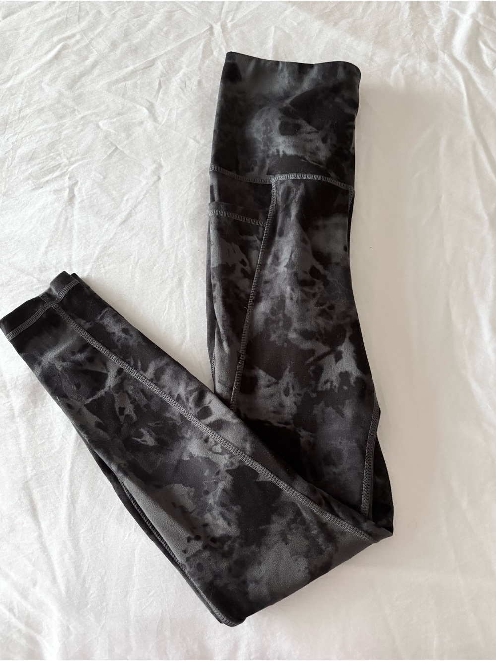 Danskin Black Gray Tie-Dye Leggings, Size XS